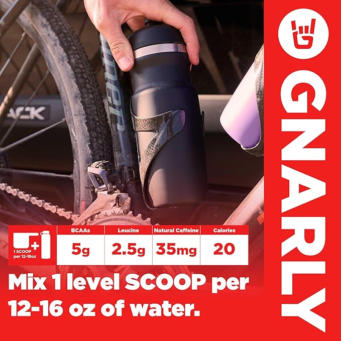 Gnarly Nutrition BCAA Powder - Pre-Workout BCAAS Amino Acids, NSF Sport Certified, Supplement to Support and Rebuild Muscle - Berry Lemonade, Caffeine (10.58oz)