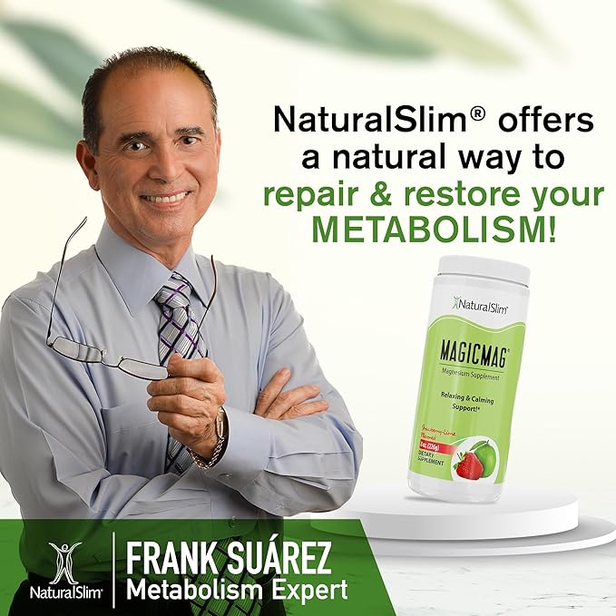 NaturalSlim Magicmag Pure Magnesium Citrate Powder – Stress, Constipation, Muscle, and Heart Support | Natural Strawberry & Lime Flavored Magnesium Supplement - 8oz Drink Mix (2 Pack)