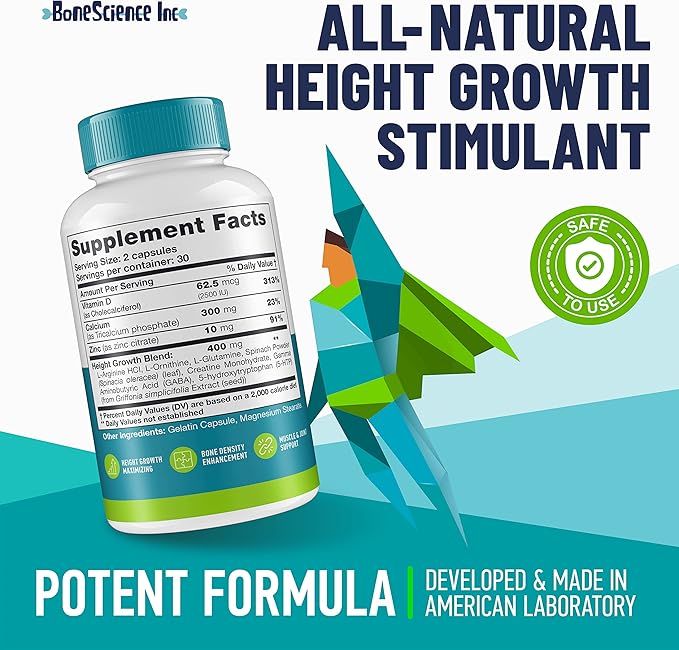 Height Growth Maximizer - Reach Natural Height - Made in USA - Height Pills Bone Growth - Grow Taller Supplement for Adults & Kids - Height Increase Pills -Maximum Height Growth Formula to Get Taller