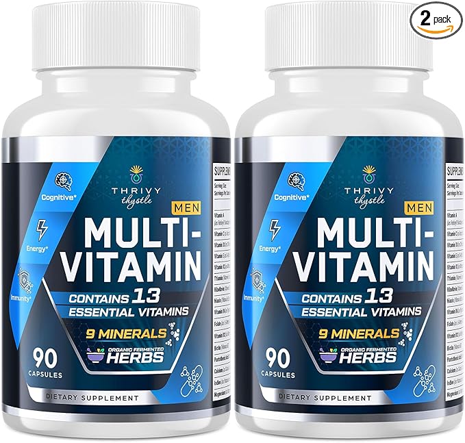 Mens Multivitamins 50 plus - Daily Multivitamin for Men with Fermented Herbal Extracts & 43 Nutrients - Mens Vitamins Multivitamin Supports Memory & Brain, Energy, Bone Health - Supports for Men 18+