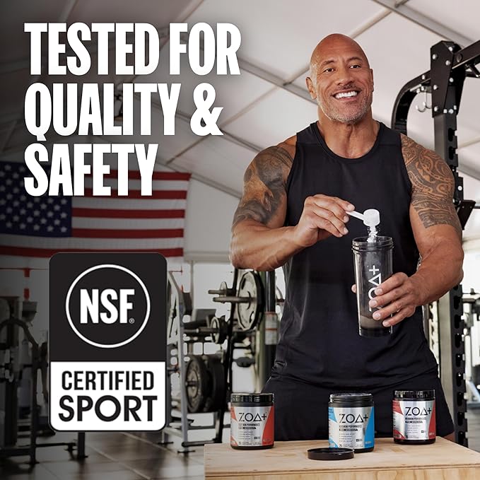 ZOA+ Zero Sugar Pre Workout Powder, Fruit Punch - NSF Certified for Sport with Electrolytes, Creatine, Beta Alanine, Ginkgo Biloba, 200mg Caffeine - 25 Servings