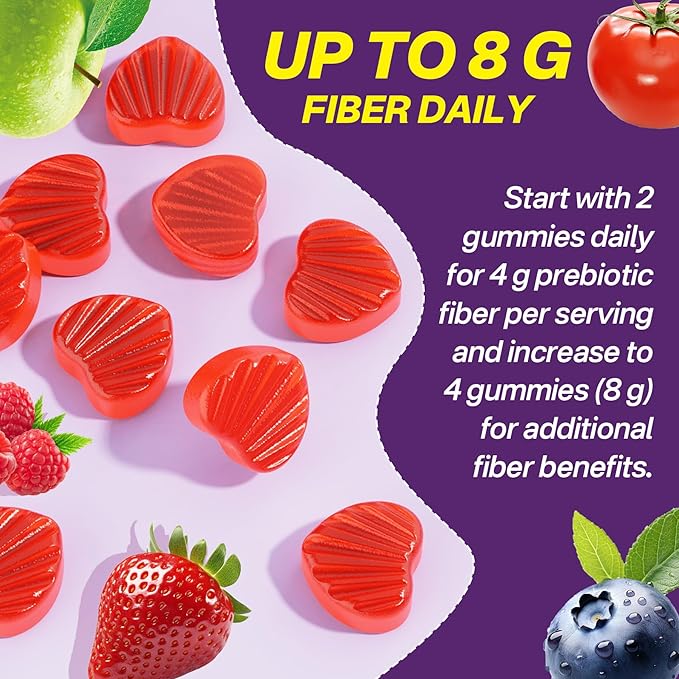 Probiotics Fiber Gummies for Adults Sugar Free + Psyllium Husk Fiber Supplement (Soluble + Insoluble) /w Vitamin B12 1000 mcg Vitamin D3 5000 iu for Fulfill, Metabolism, Gut & Digestive Health, 120Cts