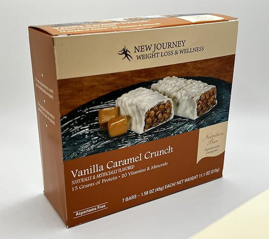 Vanilla Caramel Crunch Bar - New Journey Weight Loss & Wellness - High Protein Meal Replacement Nutrition Bar (7 bars/box)