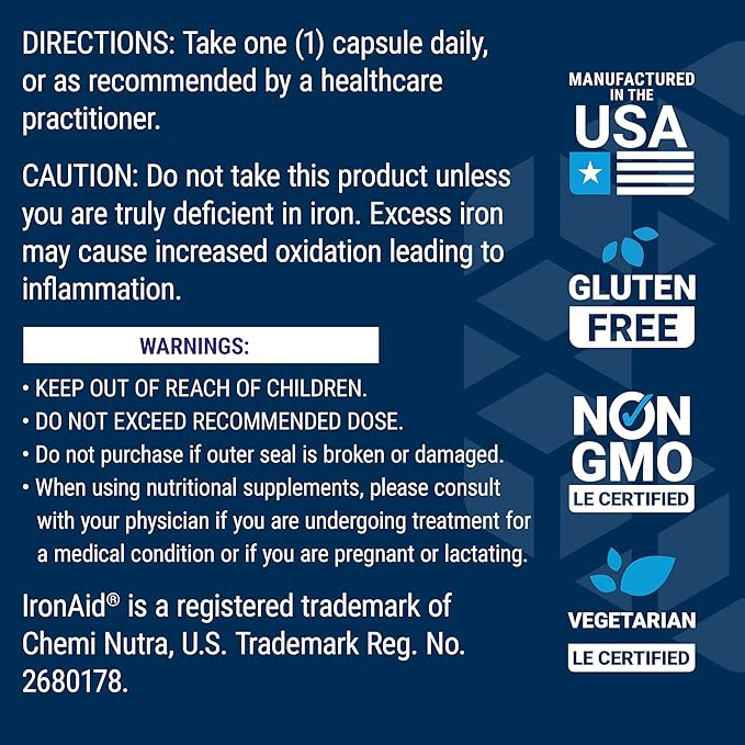 Life Extension Iron Protein Plus, Iron Protein succinylate, absorbable Iron Supplement for Whole-Body Health, Non-GMO, Gluten-Free, Vegetarian, 100 Capsules