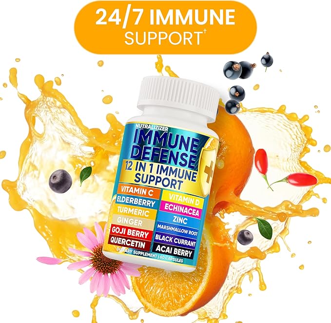 12 in 1 Premium Immune Defense Vitamins - Immune Supplement w/ Vitamin D3 5000 IU Vitamin С 1000mg Zinс 50mg - Luxe Choice for Premium Immune Support - With Echinacea Elderberry and Ginger - 120 Caps