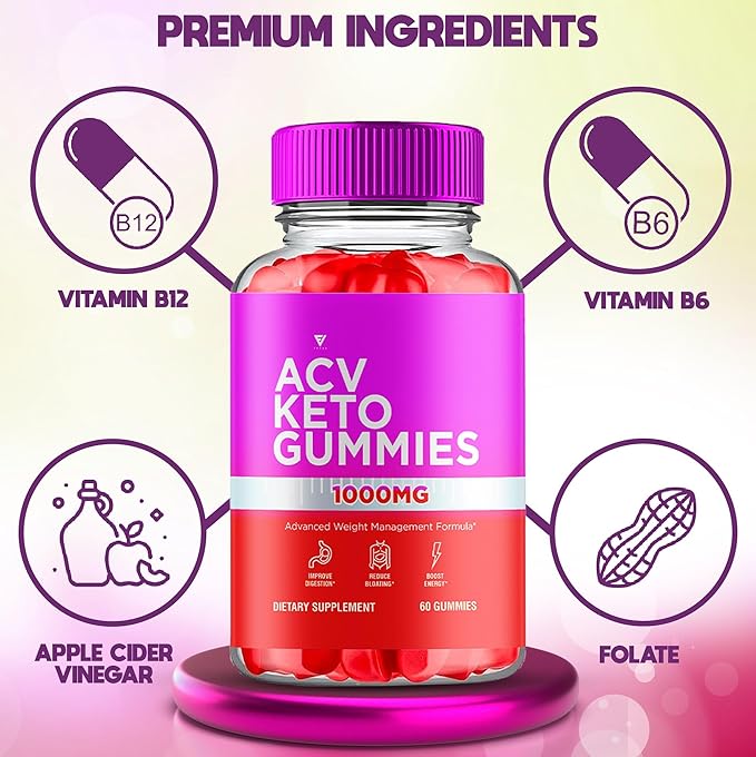 ACV Keto Gummies Advanced Weight Management Formula, ACV Keto Gummy + 1000mg Apple Cider Vinegar Detox Cleanse Support Supplement Women Men, Keto ACV Plus Vitamin B6 and B12 Gummies (60 Gummies)