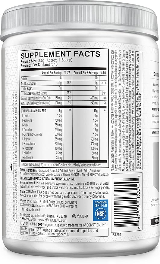 Scivation XTEND EAA + BCAA Powder | Muscle Recovery & Lean Muscle Growth | 9 Essential Amino Acids for Intra Workout or Post Workout Recovery | 10g EAAs Per 2 Servings | Blood Orange 40 Servings