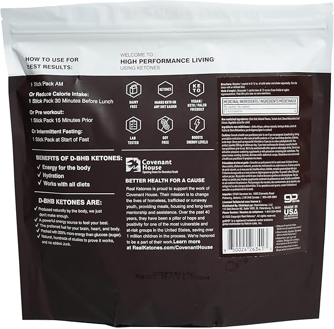 Real Ketones BHB Exogenous Ketones Drink Mix Packets Keto Electrolytes Powder Packets No Sugar with 4 Main Fasting Electrolytes Plus Hydrating Patented Keto BHB - 30 Count Black Cherry