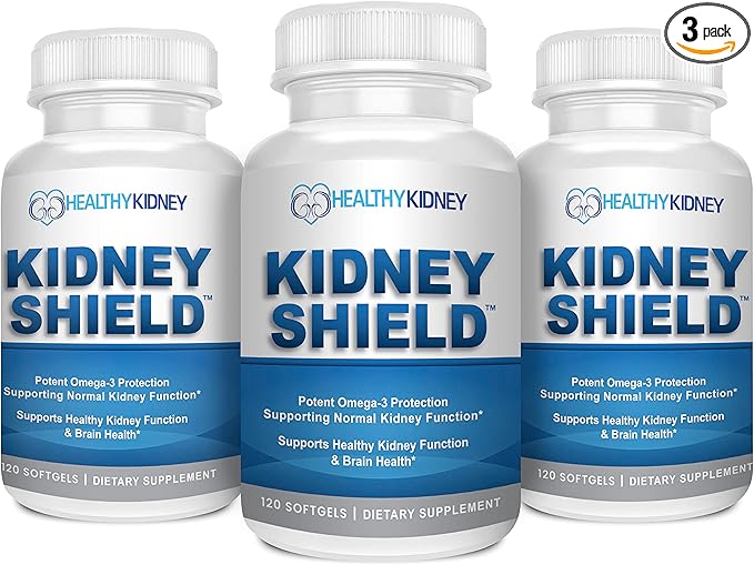 Kidney Shield 120 Caps Kidney Supplement to Support Normal Kidney Function and Support Kidney Health for Kidney Cleanse Omega 3 - (3 Pack)