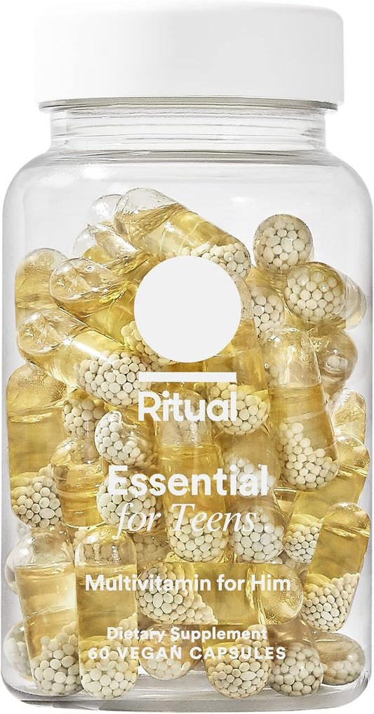 Ritual Teen Vitamins for Boys - Zinc, Vitamin A and D3 for Immune Function Support*, Omega-3 DHA & B12 for Brain Health, Non-GMO, Mint Essenced, 30 Day Supply, 60 Vegan Capsules