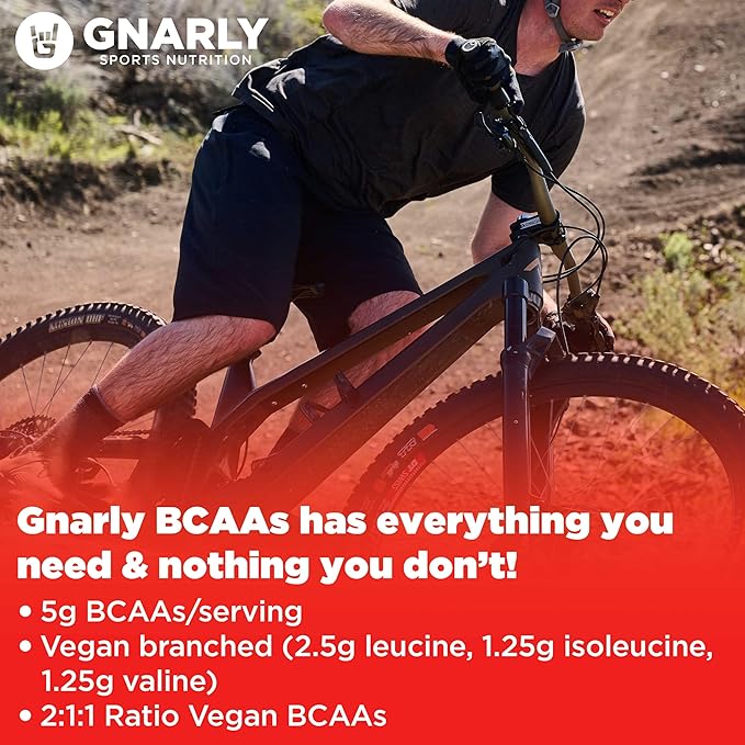 Gnarly Nutrition BCAA Powder - Pre-Workout BCAAS Amino Acids, NSF Contents Certified, Supplement to Support and Rebuild Muscle - Fruit Punch, Caffeine (10.58oz)