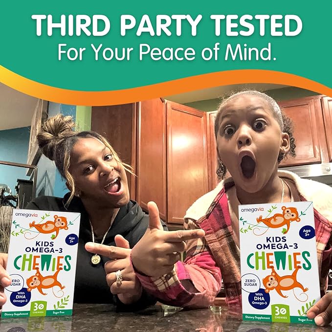 Omega 3 Gummies - Ultra-High DHA Chewable Gel Gummy - Omega 3 for Kids Supports Brain & Eye Health - Sugar-Free Natural Fruit Flavor - Kids Omega 3 Fish Oil Gummies (30 Count)