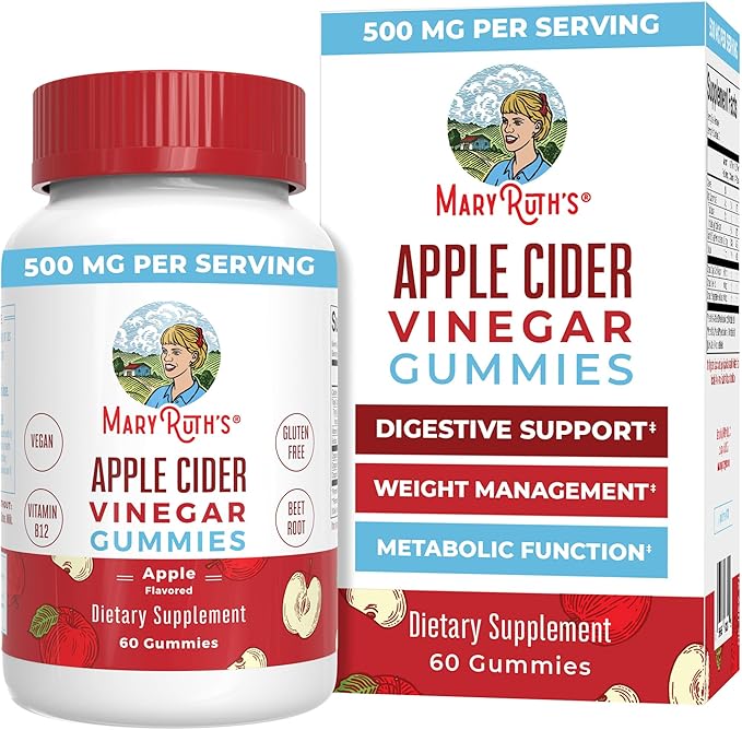 MaryRuth Organics Apple Cider Vinegar Gummies | ACV Gummies for Immune Support | Vegan | Non-GMO | Gluten Free | 60 Count