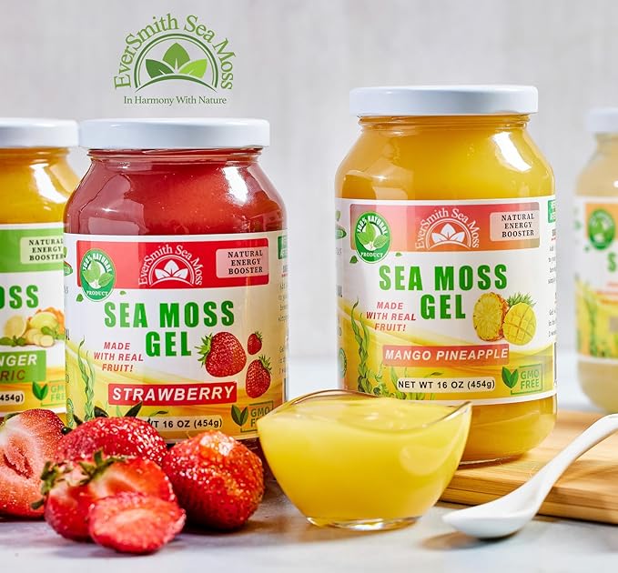 Wildcrafted Irish Sea Moss Gel | Made in USA | Rich in Vitamins & Minerals | Sea Moss Gel Raw | Nutritional Supplement | Lemon Ginger (16 oz)