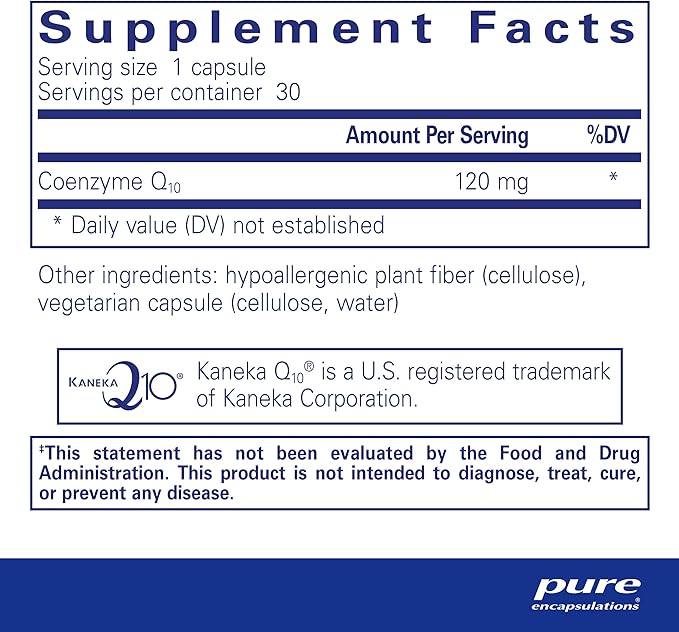Pure Encapsulations CoQ10 120 mg - Coenzyme Q10 Supplement for Heart Health, Energy, Antioxidants, Brain & Memory Health - Cellular Health, Cognition & Cardiovascular Support* - 1-Month Supply
