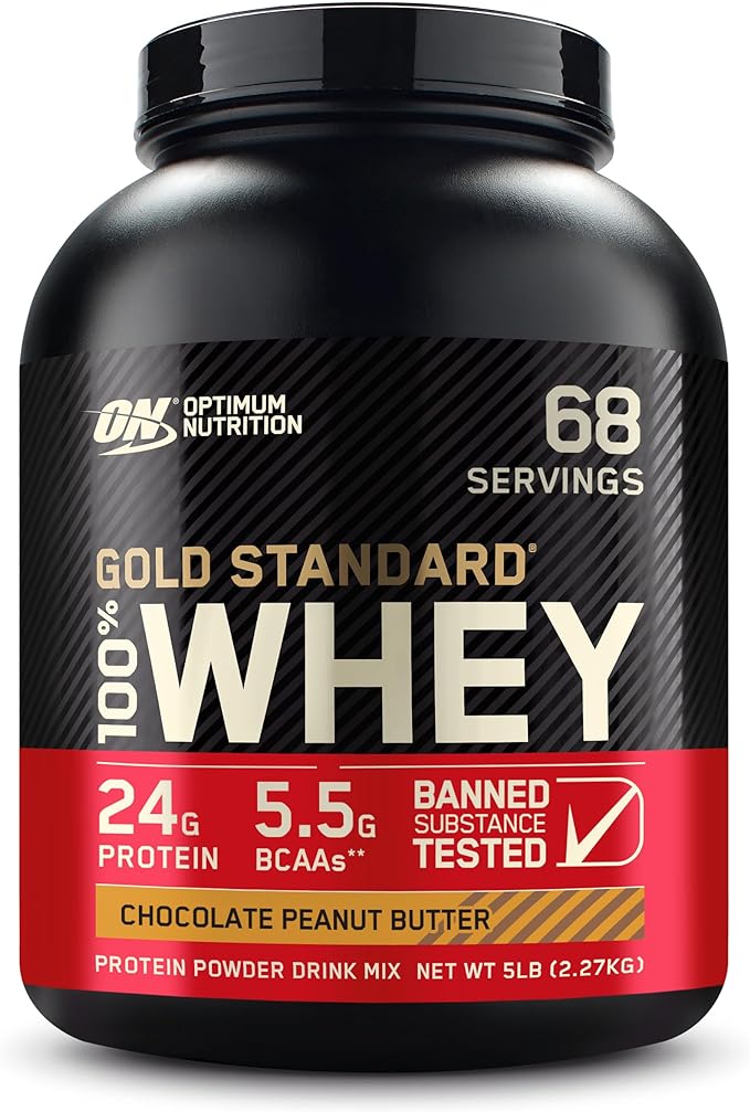 Optimum Nutrition Gold Standard 100% Whey Protein Powder, Chocolate Peanut Butter, 5 Pound (Packaging May Vary)