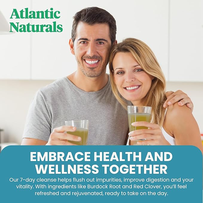 Atlantic Naturals - Sea Moss 7-Day Cleanse Colon & Gut Detox - Juice Cleanse Support with Psyllium Husk Senna Powder - Body Cleanse and Detox for Women & Men - Pineapple Flavor Mix Detox Drink (14 oz)