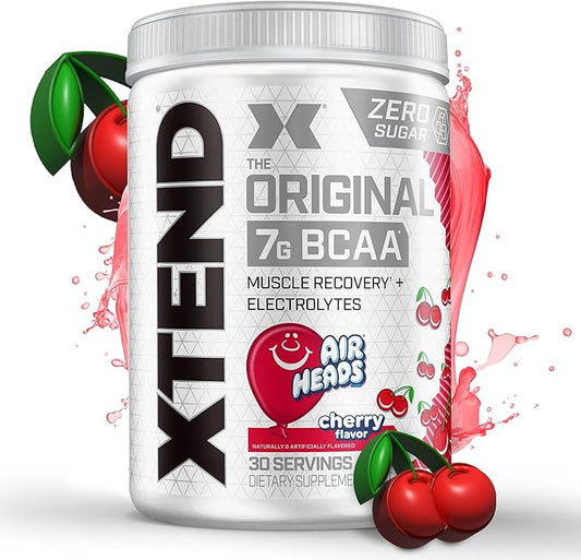 Xtend XTEND Original BCAA Powder Airheads Candy Flavor, 7g BCAA and 2.5g L-Glutamine, Sugar Free Post Workout Muscle Recovery Drink with Amino Acids for Men & Women, 30 Servings