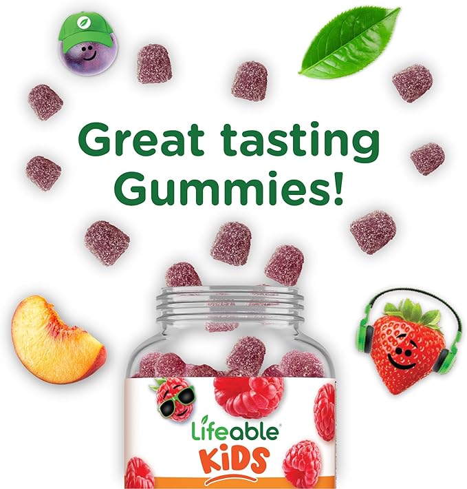 Lifeable Kids Calcium Gummies with Vitamin D3 | 500 mg Calcium with Vitamin D3 1000 IU | Great Tasting Calcium Supplement for Kids | for Bone Health and Teeth Growth | 60 Gummies
