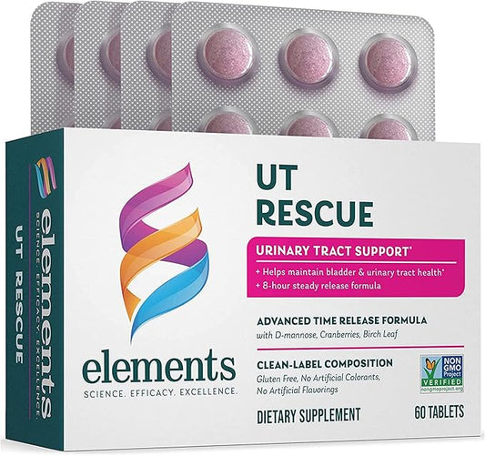 Elements UT Rescue, 60 Tablets (30 Day Supply), Urinary Tract Support Supplement, Bladder and Urinary Tract Health Support and Cleanse, Gluten Free