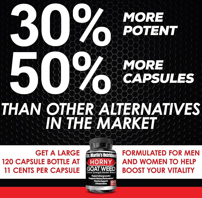 Super Strength 1590mg Horny Goat Weed 120 Capsules With Maca Arginine & Ginseng - Naturally Boost your Health, Workout Performance, Endurance & Energy, Joint Health For Men & Women (120C)