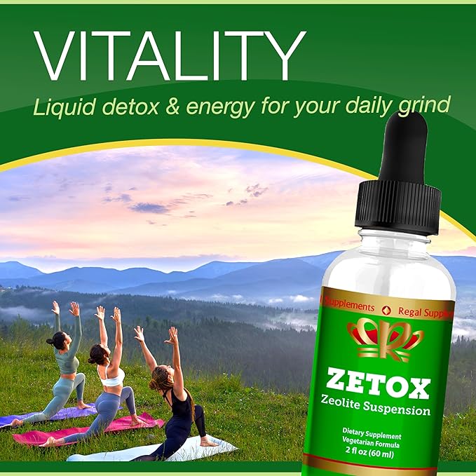 ZETOX | Zeolite Detox for Kids and Adults | Enhanced with Methyl Vitamin B12 and D3 | Premium Grade Liquid Clinoptilolite Zeolite Drops | Supports Gentle Daily Detox, Energy, and Focus (60 Servings)