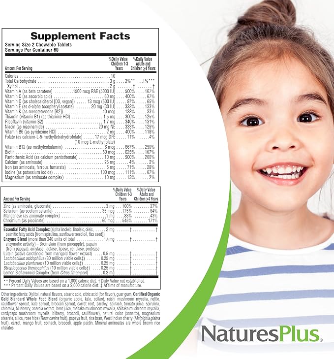 Natures Plus Animal Parade Gold Children's Multivitamin - Orange Flavor - 120 Chewable Tablets, Pack of 2 - Gluten Free - 120 Total Servings