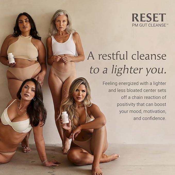 Paulina FITNESS Reset Overnight Digestive Aid, Bloating Relief, & Gut Health Supplement | Natural Detox & Digestive Cleanse to Support Weight Management and Relieve Constipation | 90 Capsules