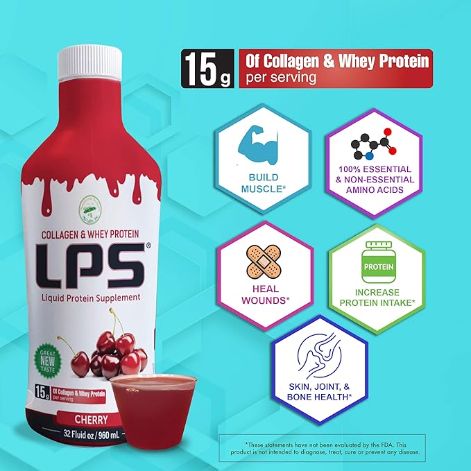 Nutritional Designs LPS Liquid Collagen & Whey Protein Supplement - Non-GMO Drink, Sugar-Free - Promotes Healthy Skin & Hair for Men & Women, Grape, Single Serve (50 Packets)