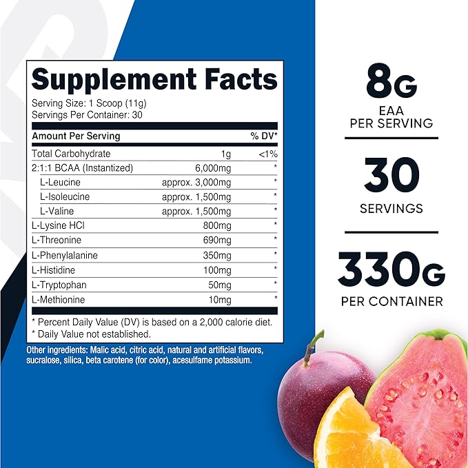 Nutricost EAA Powder 30 Servings - Passion Fruit, Orange, and Guava (POG) - Essential Amino Acids - Non-GMO, Gluten Free, Vegetarian Friendly