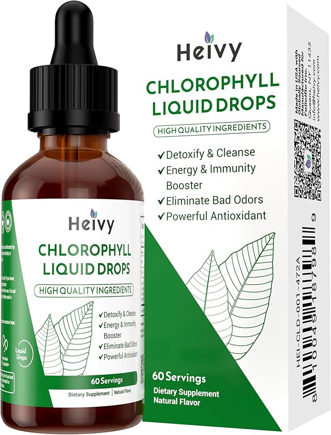 Chlorophyll Liquid Drops, Liquid Chlorophyll Supplement for Internal Deodorizer, Radiant Skin, Detox, Antioxidant, Immune Support, Gluten Free