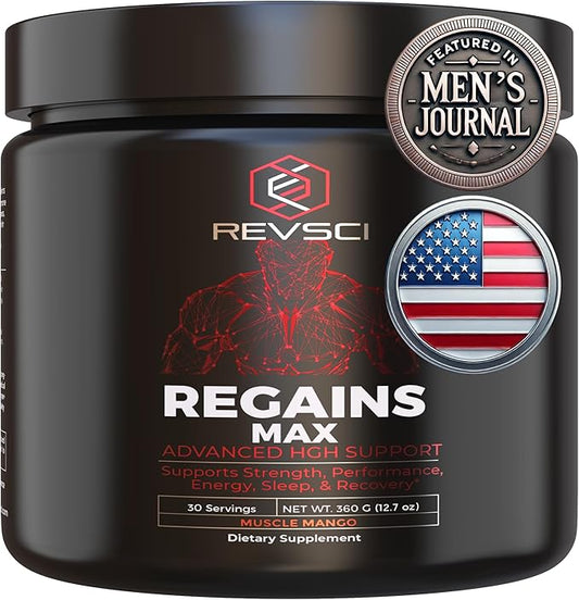 HGH Supplements for Men & Women, REVSCI Regains Max Amino Acids Supplement, Post Workout Recovery Powder, Anabolic Muscle Recovery & Muscle Builder for Men, HGH Human Growth Hormone Booster Supplement