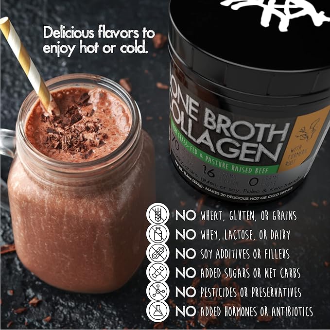 PaleoPro Bone Broth Collagen w/Turmeric Root (Ancient Cacao) Grass-Fed & Pastured Beef Collagen | Gluten Free, Dairy Free, No Sugar, Soy, Grains or Net Carbs |Paleo & Keto Friendly (20 Servings)