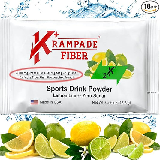 Fiber Supplement Electrolytes Powder - 9g Prebiotic Fiber + 2000mg Potassium Supplement + Magnesium | Cramp Relief | Hydration Packets| Digestive Health Support