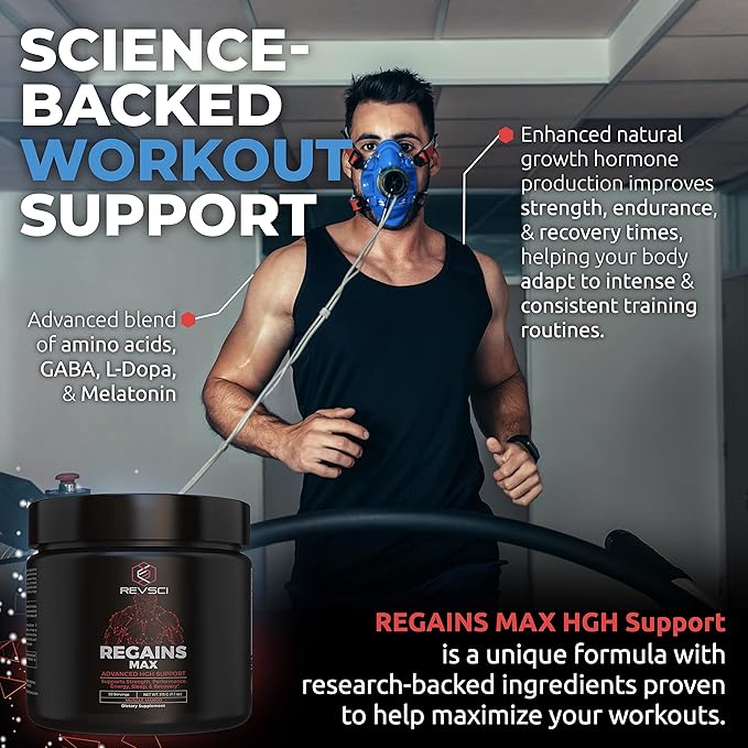 HGH Supplements for Men & Women, REVSCI Regains Max Amino Acids Supplement, Post Workout Recovery Powder, Anabolic Muscle Recovery & Muscle Builder for Men, HGH Human Growth Hormone Booster Supplement