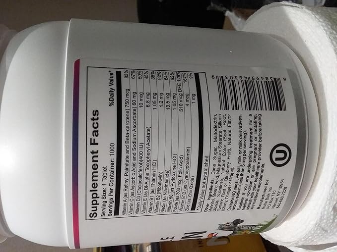 Children's Chewable Multi-Vitamin Tablets for Immune, Bone, and Brain Support - 6000 Count (6 Bottles of 1000)