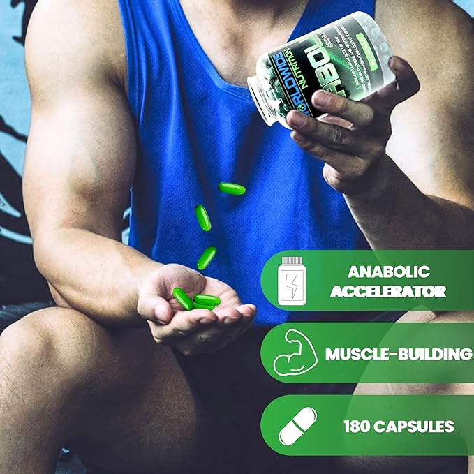 Worldwide Nutrition Anabolic Accelerator Vitamin Supplement - Ignite Your Growth, Strength & Energy Journey - Muscle Builder & Cortisol Blocker for Men - 180 Count Supplements for Men