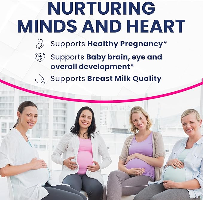 Prenatal DHA Supplements - Vegan 800mg DHA DPA Plant Based Omega 3 - Best for Optimal Mom and Baby Health - Supports Baby Brain and Eye Development Prenatal for Women No Fish Oil