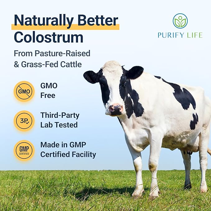 Sugar-Free Colostrum Gummies (1500mg) Bovine Colostrum for Humans, Grass-Fed Colostrum Supplement for Gut Health, Leaky Gut Repair, Immune Support, Skin Health - 35% IgG Per Serving