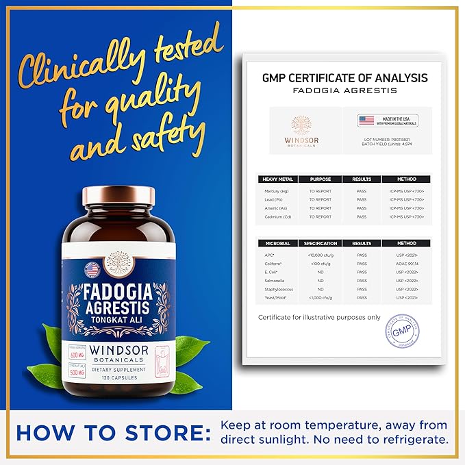 Fadogia Agrestis and Tongkat Ali Supplement - Fadogia Agrestis 600mg, 500mg Longjack Tongkat Ali for Men, Maca Root, Fenugreek, Ashwagandha, Saw Palmetto to Support Energy, Stamina, Vitality - 120Caps