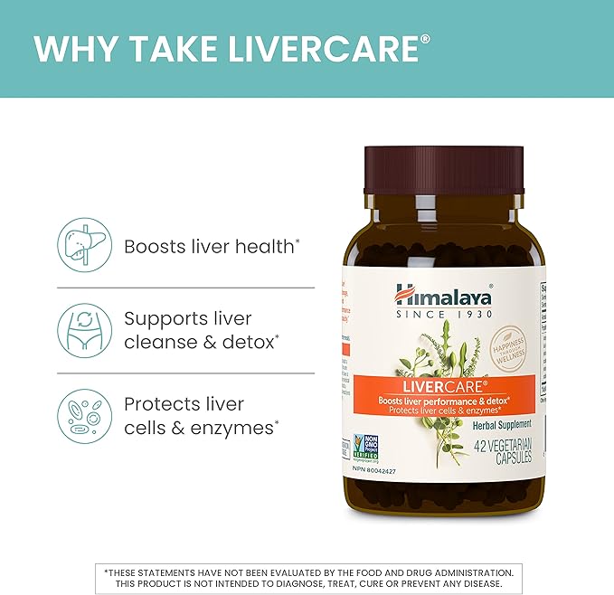 Himalaya LiverCare Herbal Supplement, Liver Cleanse Formula, Liver Support, Bile Production, Eliminates Waste, Cleansing, Vegan, Non-GMO, Herbal Blend Formula, 375 mg, 90 Capsules, 45 Day Supply