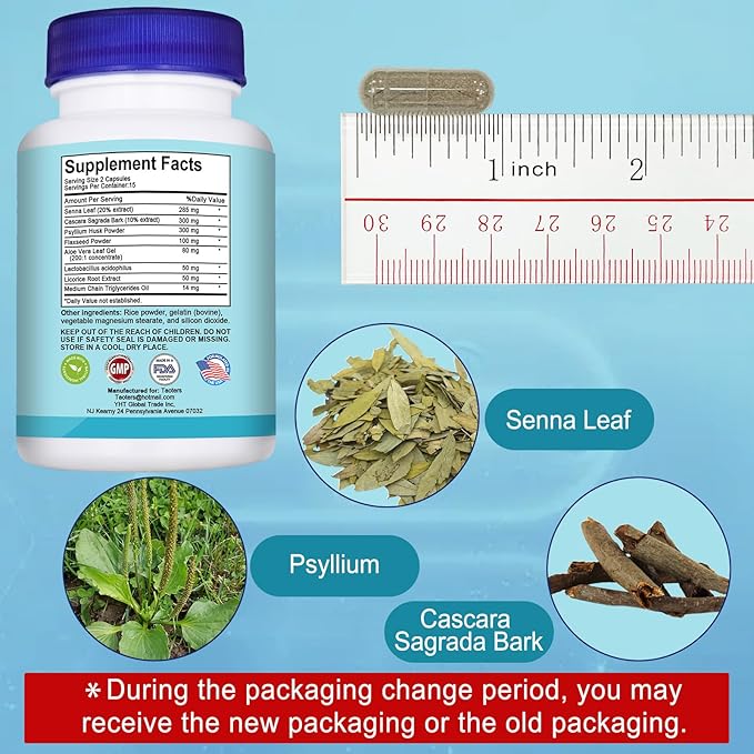 15 Day Cleanse Gut Support 1 Pack | Colon Broom, Detox Supplement with Senna, Cascara Sagrada & Psyllium Husk, for Men and Women | 30 Capsules