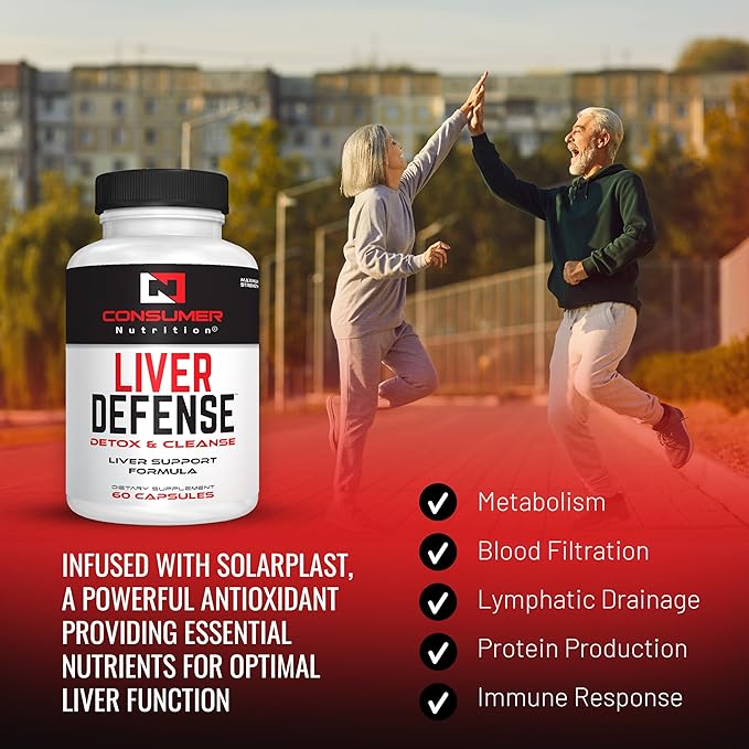 Liver Support Supplement - Liver Defense Liver Cleanse Detox - Made with Solarplast, Artichoke Leaf, Milk Thistle Seed, & More - for Metabolism & Immune Response 60 Capsules