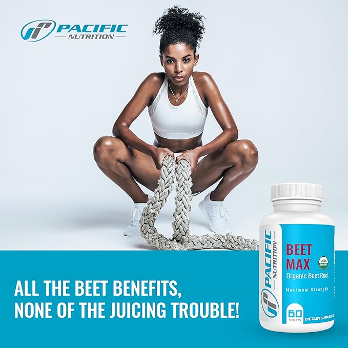 Beet Root Powder Supplement, 60 Tablets - 675mg Organic Beet Powder for Stamina & Energy Support, Brain Health Boost & Normal Blood Pressure Support - Made in The USA - Beet Max