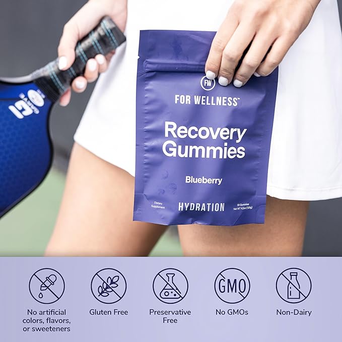 Electrolyte Recovery Gummies™ Blueberry Flavor Hydration Gummies with VitaBlue® Blueberries & Electrolytes - Exercise Recovery, Energy Boost, Replenishment & Antioxidants Non-GMO, Vegan, Gluten-Free