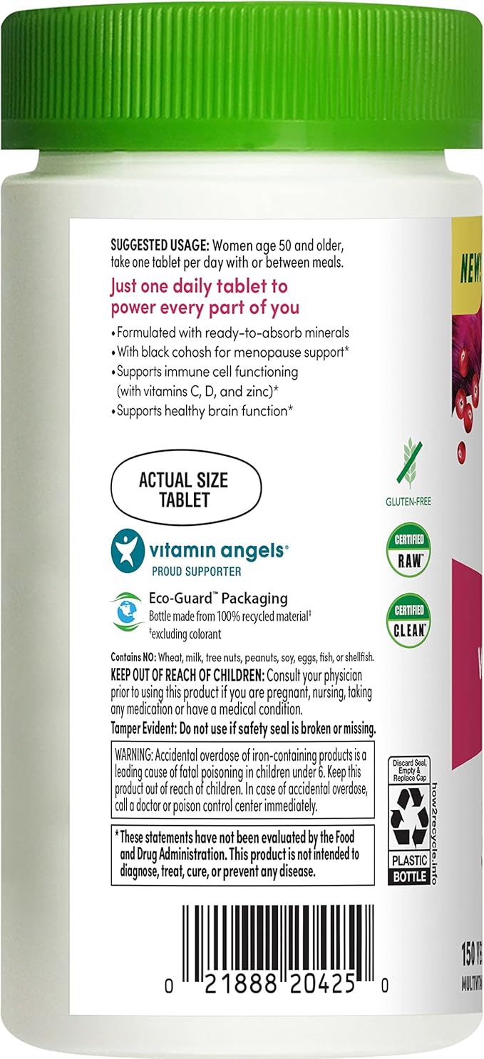 Rainbow Light Multivitamin for Women 50+, Vitamin C, D & Zinc, Probiotics, Women’s One 50+ Multivitamin Provides High Potency Immune Support, Non-GMO, Vegetarian, 150 Tablets