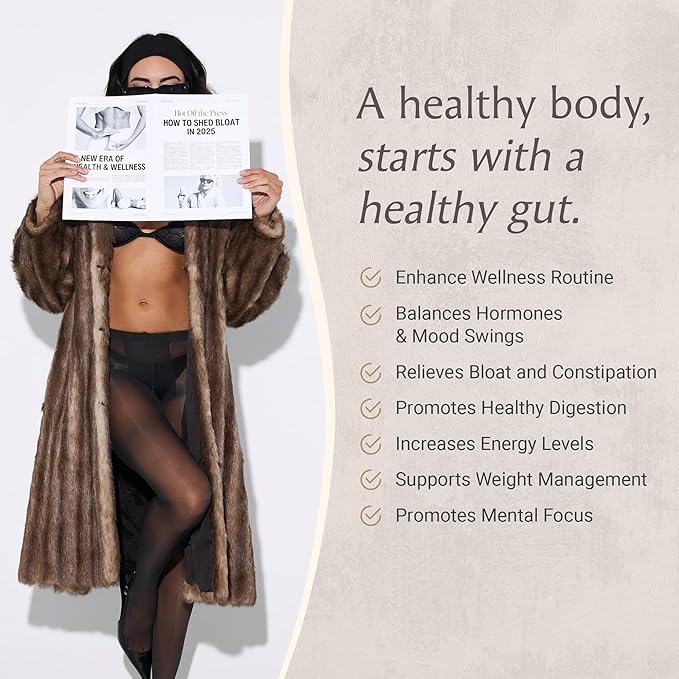 Paulina FITNESS Reset Overnight Digestive Aid, Bloating Relief, & Gut Health Supplement | Natural Detox & Digestive Cleanse to Support Weight Management and Relieve Constipation | 90 Capsules