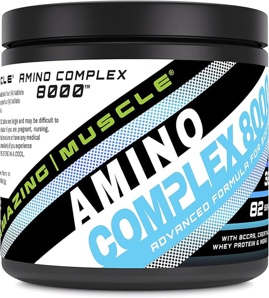 Amino Complex Supplement | 8000 Mg Per Serving | 325 Tablets | Formula with Taurine, Creatine, L-Glutamine, Whey Protein, & BCAA's