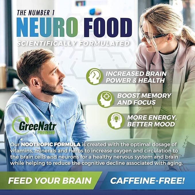 Brain Supplements for Memory and Focus - Ginko Biloba Capsules Brain Booster Supplement with B1, Folic Acid & Calcium - Memory Supplements for Cognitive Function & Brain Health 3 Bottles