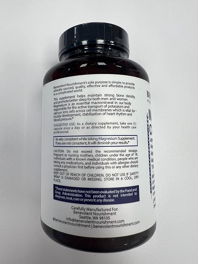 Magnesium Complex Supplement, 4 Month Supply of 500mg 5-in-1 Magnesium Bisglycinate, Oxide, Taurate, Chelate, Citrate, Max Absorption Magnesium Supplement for Calm, Sleep & Leg Cramps, 120 Capsule
